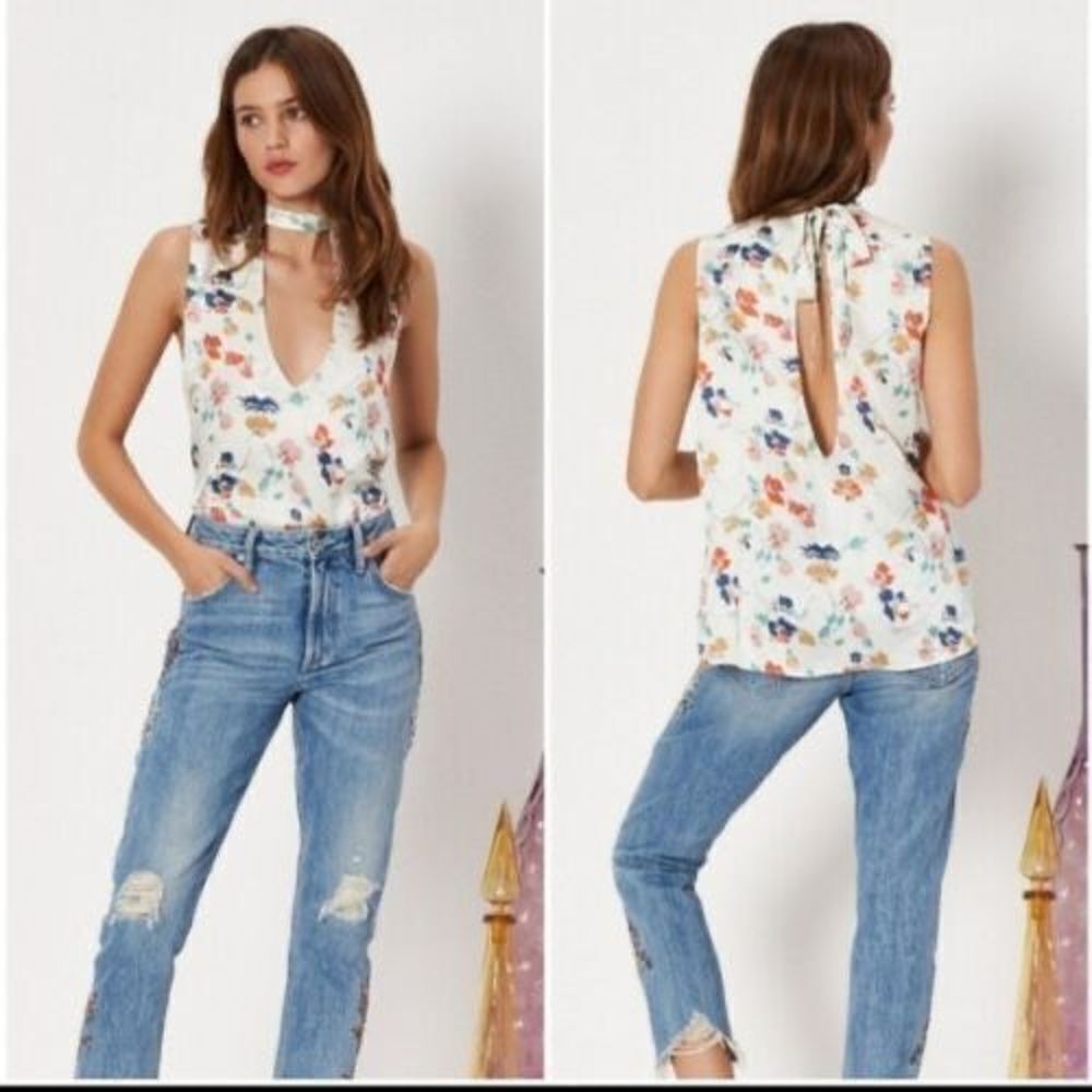Tularosa Evie floral cut‎ out tank satin size xs
